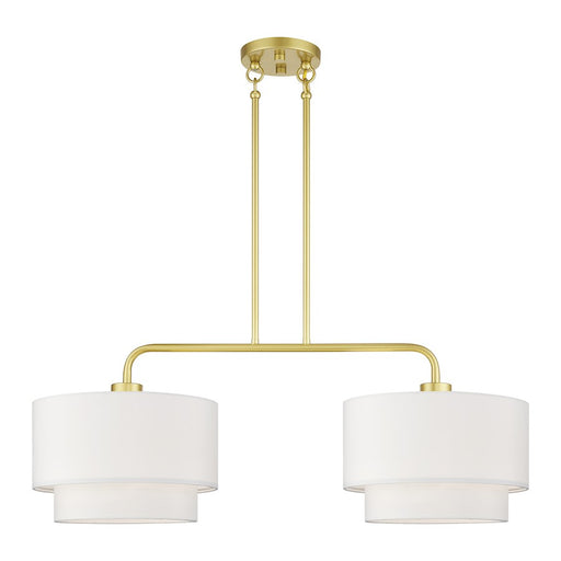 Livex Manorwood 2Lt Large Linear Chandelier, Gold/White/White Fabric - 50302-33