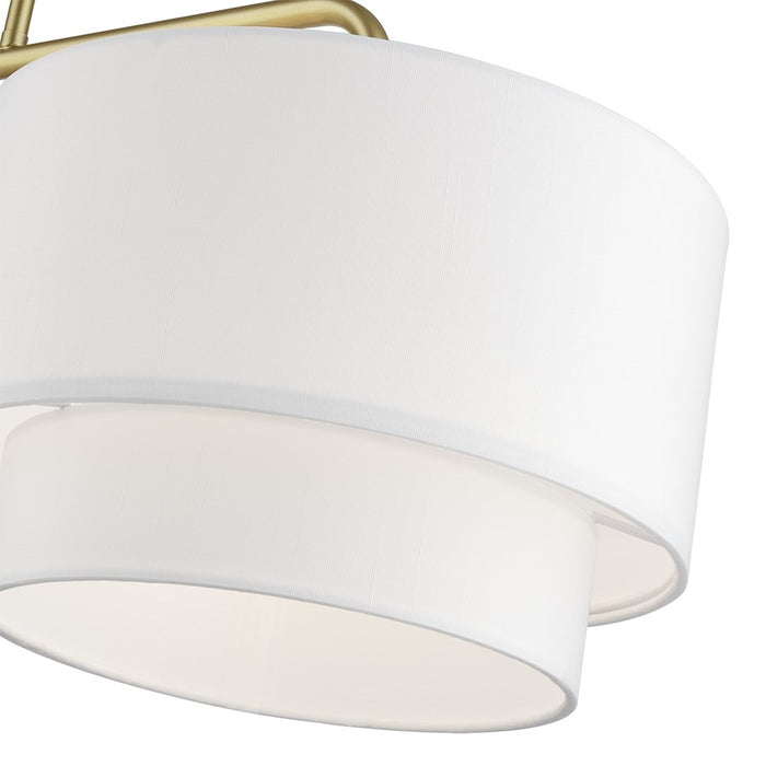 Livex Manorwood 2Lt Large Linear Chandelier, Gold/White/White Fabric