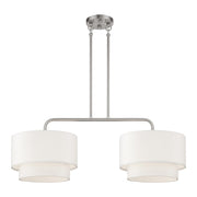 Livex Manorwood 2Lt Large Linear Chandelier, Nickel/White/White - 50302-91