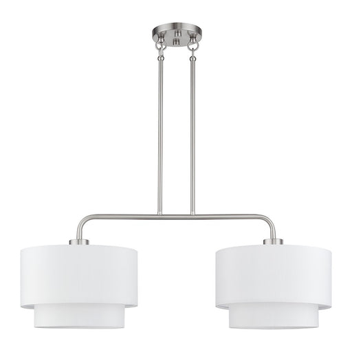 Livex Manorwood 2Lt Large Linear Chandelier, Nickel/White/White