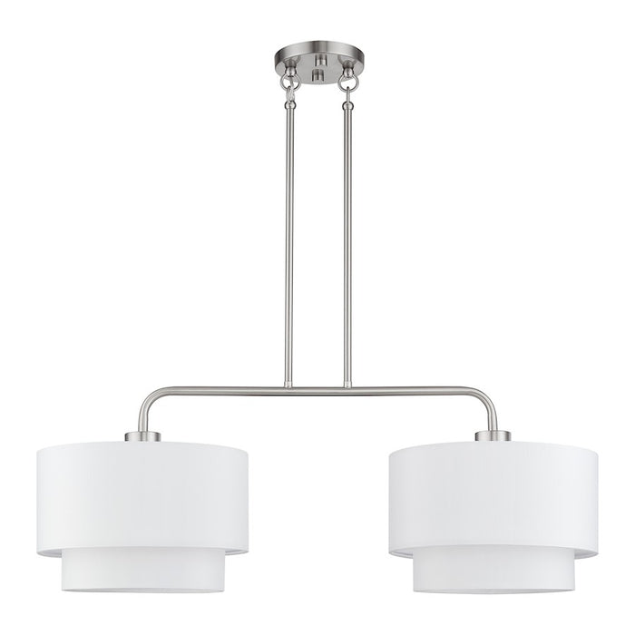 Livex Manorwood 2Lt Large Linear Chandelier, Nickel/White/White