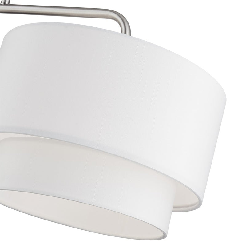 Livex Manorwood 2Lt Large Linear Chandelier, Nickel/White/White