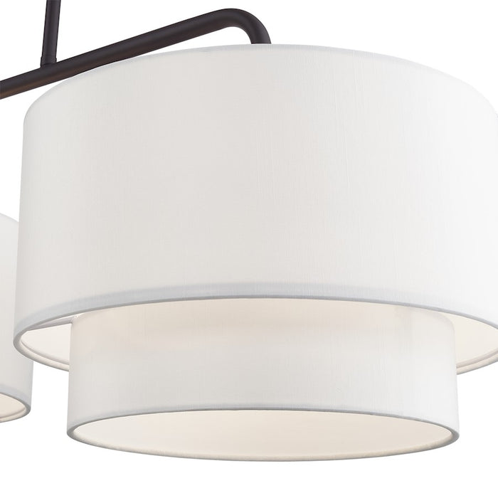 Livex Manorwood 3Lt XL Linear Chandelier, Bronze/White/White Fabric
