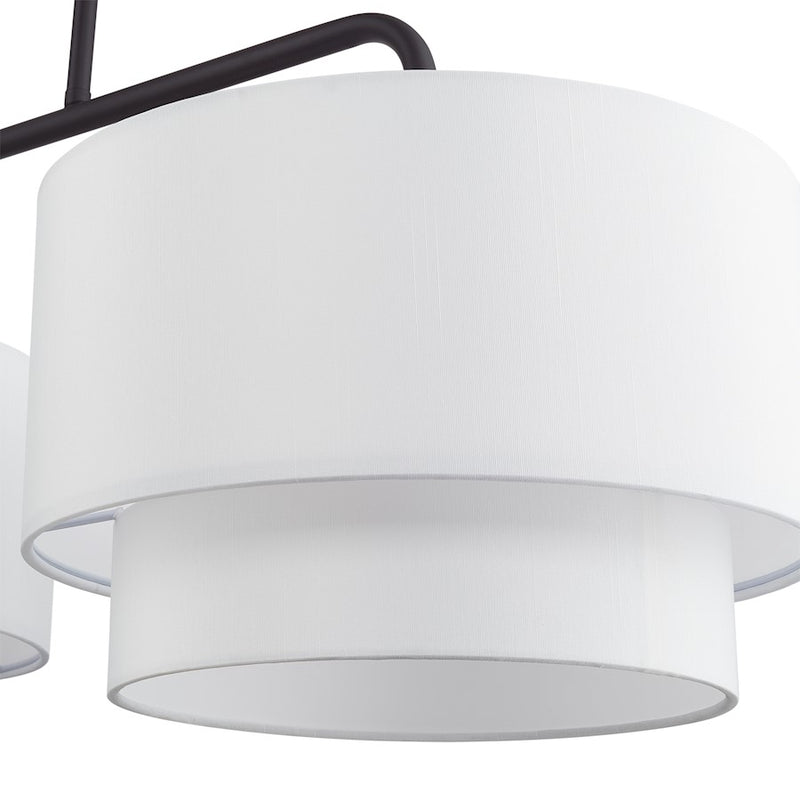 Livex Manorwood 3Lt XL Linear Chandelier, Bronze/White/White Fabric