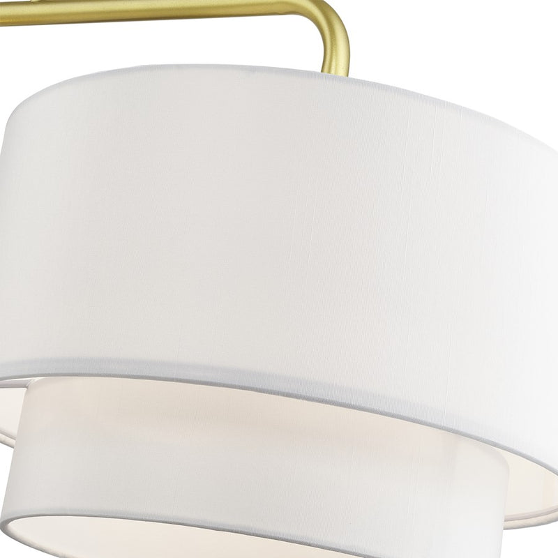 Livex Manorwood 3Lt XL Linear Chandelier, Gold/White/White Fabric