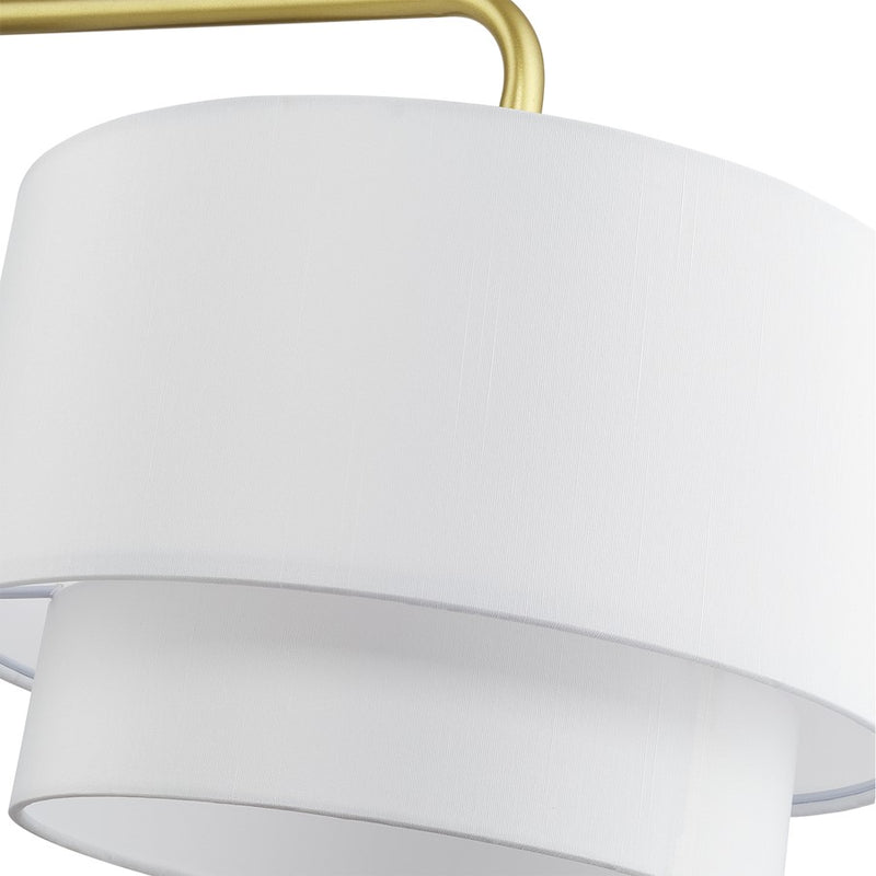 Livex Manorwood 3Lt XL Linear Chandelier, Gold/White/White Fabric