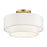 Livex Manorwood 3Lt Semi-Flush, Gold/White Fabric