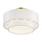 Livex Manorwood 3Lt Semi-Flush, Gold/White Fabric