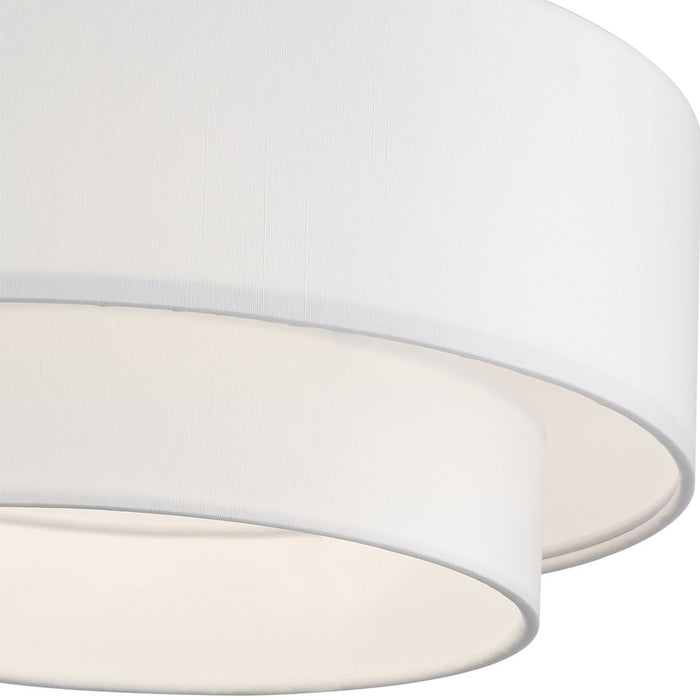 Livex Manorwood 3Lt Semi-Flush, Gold/White Fabric