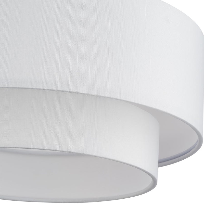 Livex Manorwood 3Lt Semi-Flush, Brushed Nickel/White Fabric