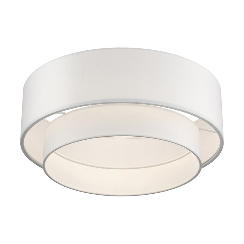 Livex Manorwood 3Lt Semi-Flush, Bronze/White/White Fabric