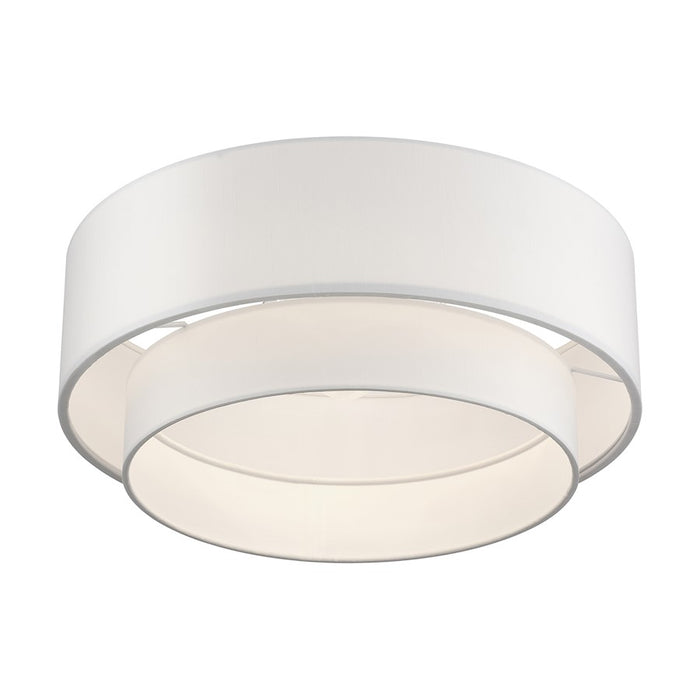 Livex Manorwood 3Lt Semi-Flush, Bronze/White/White Fabric