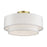 Livex Manorwood 3Lt Semi-Flush, Gold/White/White Fabric