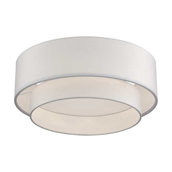 Livex Manorwood 3Lt Semi-Flush, Gold/White/White Fabric