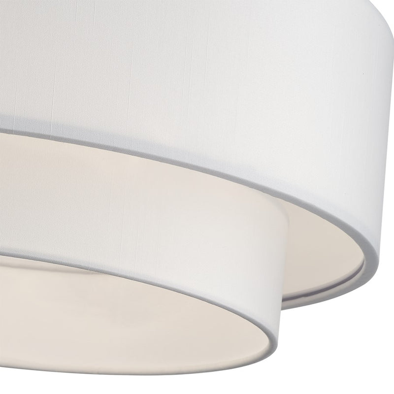 Livex Manorwood 3Lt Semi-Flush, Gold/White/White Fabric