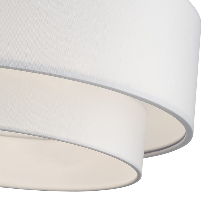 Livex Manorwood 3Lt Semi-Flush, Gold/White/White Fabric