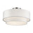 Livex Manorwood 3Lt Semi-Flush, Brushed Nickel/White/White Fabric