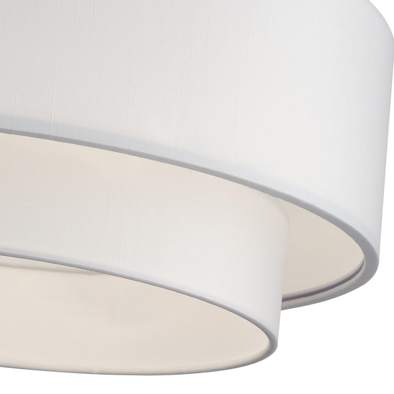 Livex Manorwood 3Lt Semi-Flush, Brushed Nickel/White/White Fabric