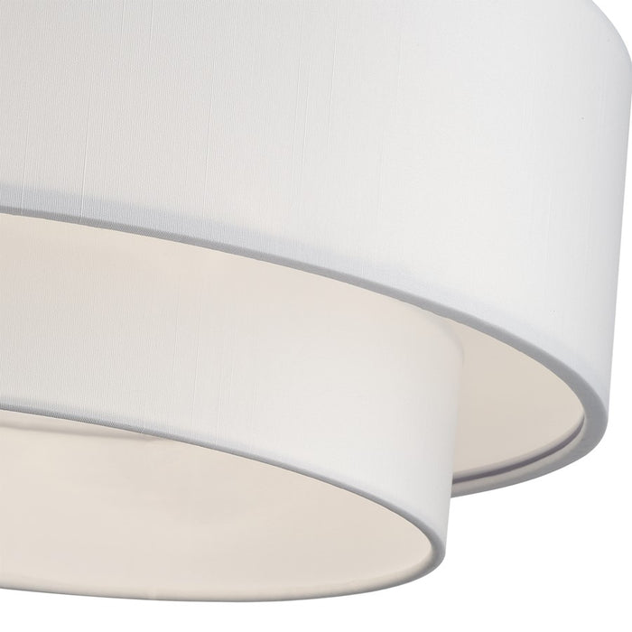 Livex Manorwood 3Lt Semi-Flush, Brushed Nickel/White/White Fabric