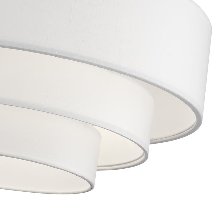 Livex Manorwood 4Lt Semi-Flush, Brushed Nickel/White/White Fabric