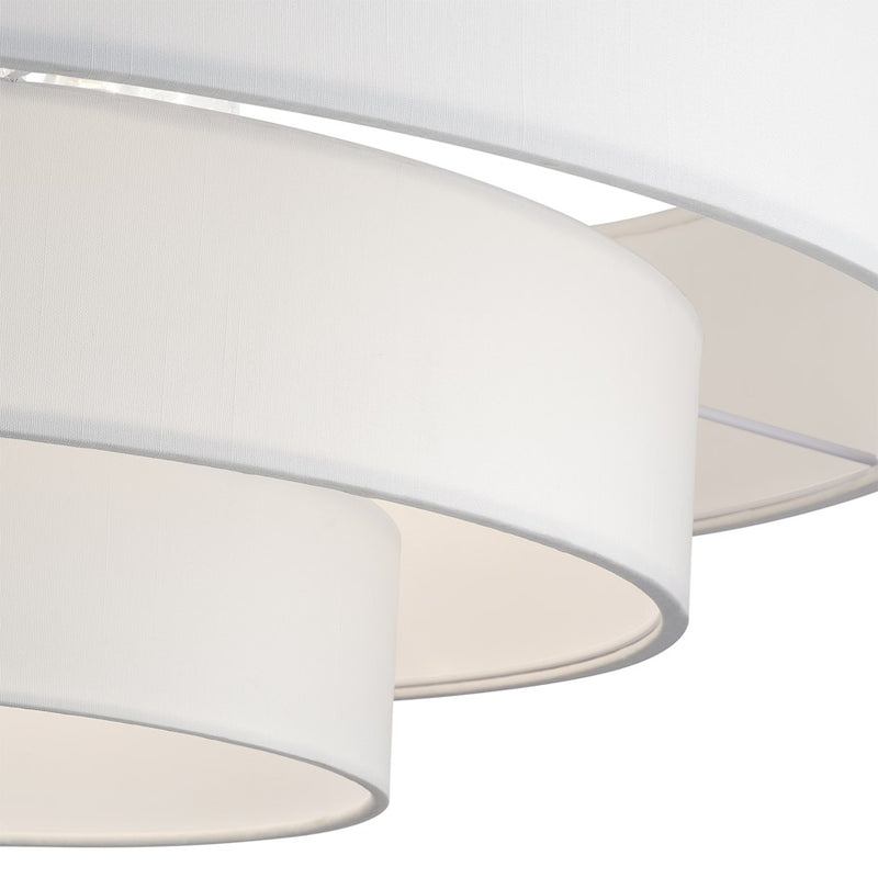 Livex Manorwood 5Lt Semi-Flush, Brushed Nickel/White/White Fabric