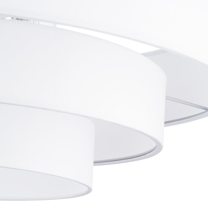 Livex Manorwood 5Lt Semi-Flush, Brushed Nickel/White/White Fabric