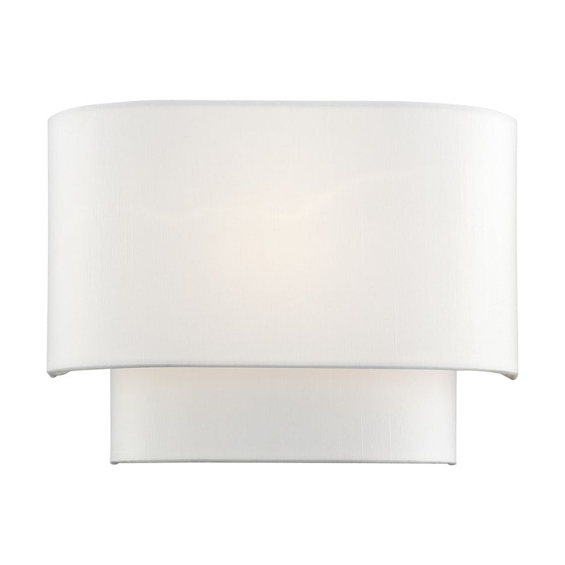 Livex Manorwood 1Lt ADA Sconce, White/White/White Fabric - 50311-03