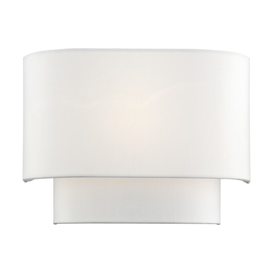 Livex Manorwood 1Lt ADA Sconce, White/White/White Fabric - 50311-03