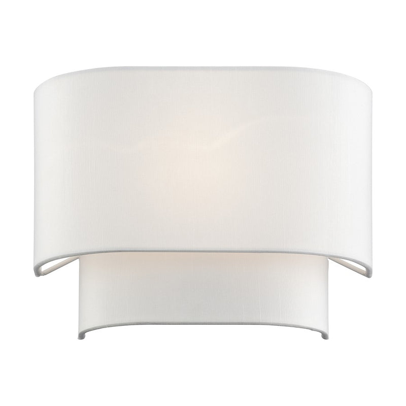Livex Manorwood 1Lt ADA Sconce, White/White/White Fabric