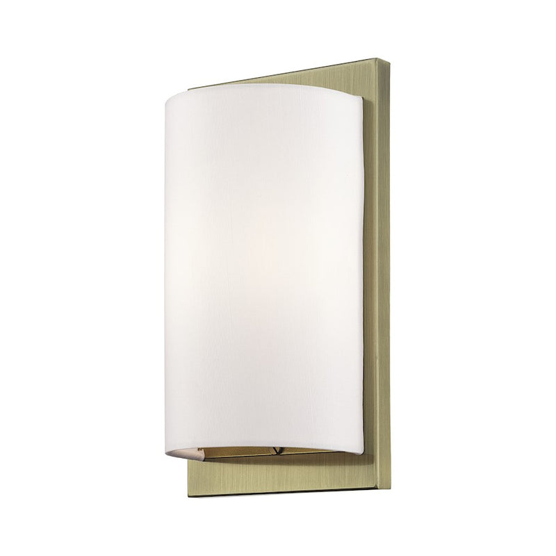 Livex Brenton 1Lt ADA Sconce, Brass/Hand Crafted Off-White Fabric