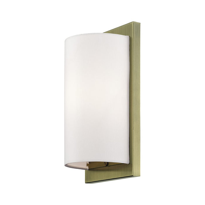 Livex Brenton 1Lt ADA Sconce, Brass/Hand Crafted Off-White Fabric