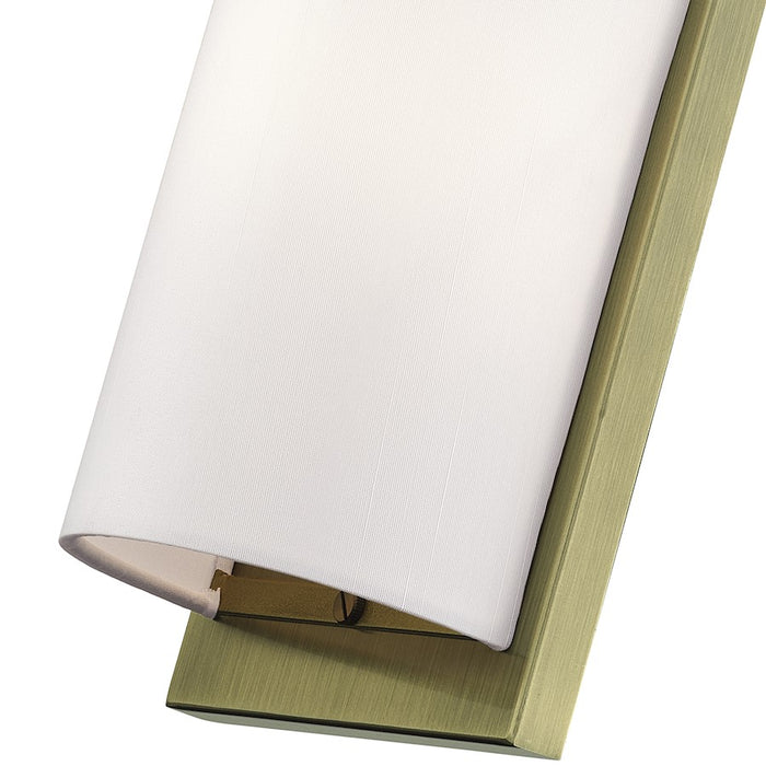 Livex Brenton 1Lt ADA Sconce, Brass/Hand Crafted Off-White Fabric
