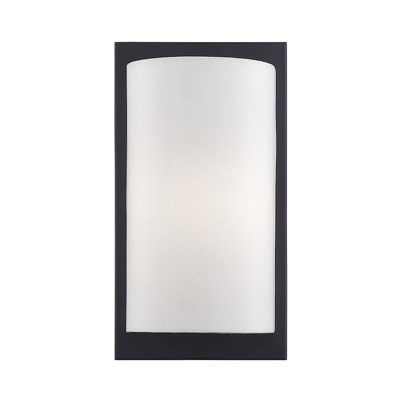 Livex Brenton 1Lt ADA Sconce, Black/Hand Crafted Off-White Fabric - 50860-04