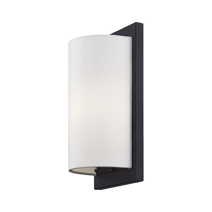Livex Brenton 1Lt ADA Sconce, Black/Hand Crafted Off-White Fabric