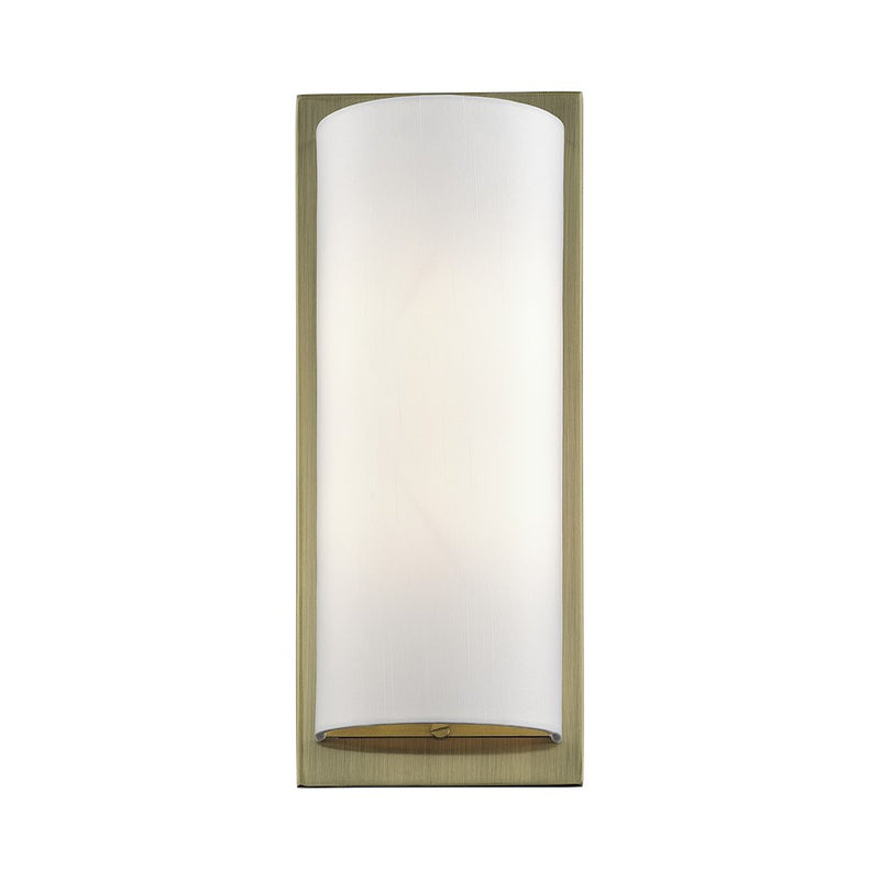 Livex Brenton 2Lt ADA Sconce, Brass/Hand Crafted Off-White Fabric