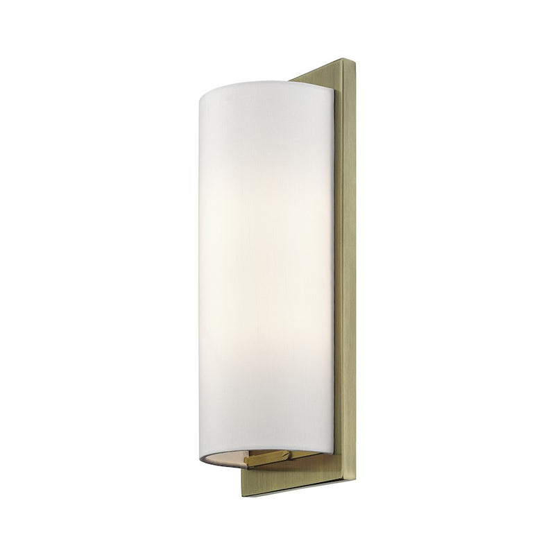 Livex Brenton 2Lt ADA Sconce, Brass/Hand Crafted Off-White Fabric