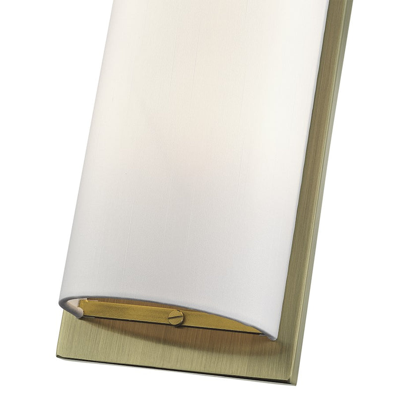 Livex Brenton 2Lt ADA Sconce, Brass/Hand Crafted Off-White Fabric