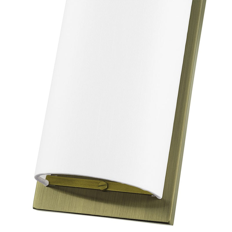 Livex Brenton 2Lt ADA Sconce, Brass/Hand Crafted Off-White Fabric