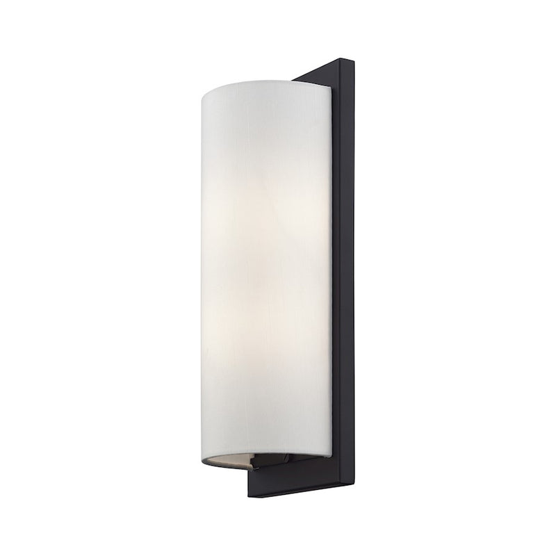 Livex Brenton 2Lt ADA Sconce, Black/Hand Crafted Off-White Fabric