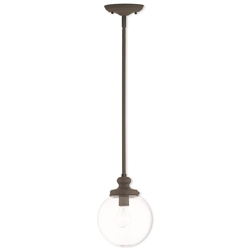 Livex Sheffield 1 Light Mini Pendant, Hand Crafted Clear Glass