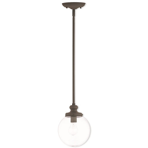 Livex Sheffield 1 Light Mini Pendant, Hand Crafted Clear Glass