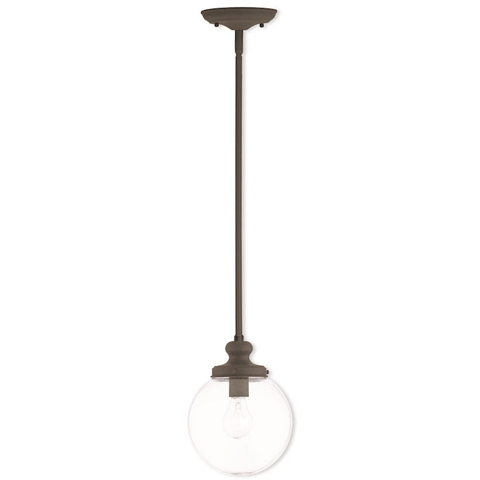 Livex Sheffield 1 Light Mini Pendant, Hand Crafted Clear Glass