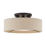 Livex Ellsworth 3Lt Large Semi-Flush, Bronze/Parchment Hardback - 50927-07