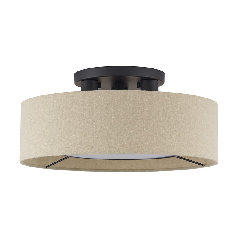 Livex Ellsworth 3Lt Large Semi-Flush, Bronze/Parchment Hardback