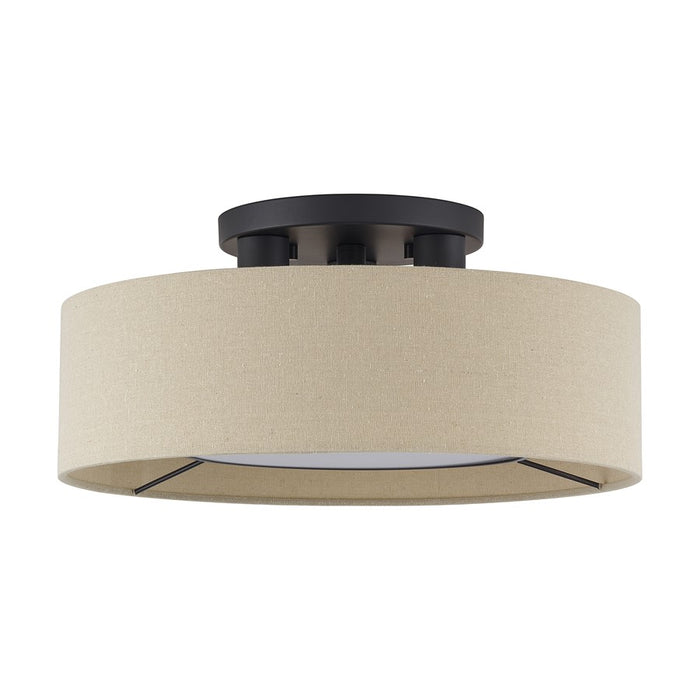 Livex Ellsworth 3Lt Large Semi-Flush, Bronze/Parchment Hardback