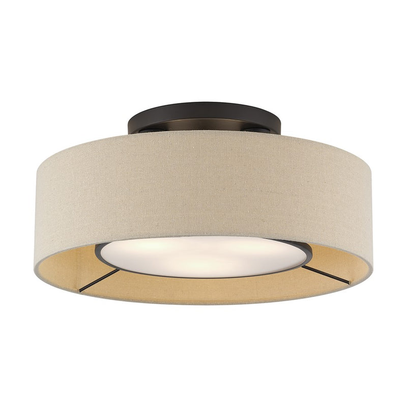 Livex Ellsworth 3Lt Large Semi-Flush, Bronze/Parchment Hardback
