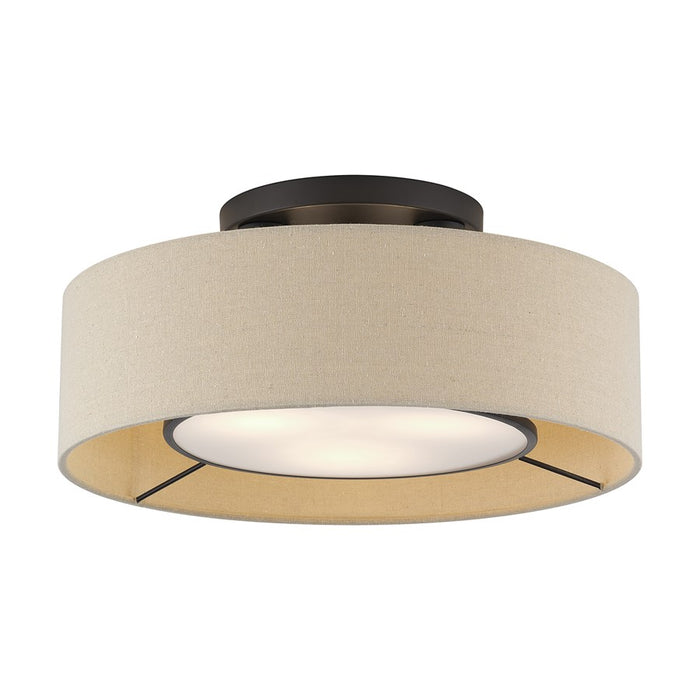 Livex Ellsworth 3Lt Large Semi-Flush, Bronze/Parchment Hardback