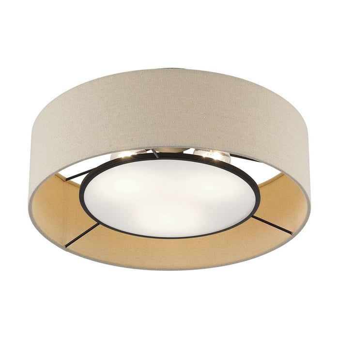 Livex Ellsworth 3Lt Large Semi-Flush, Bronze/Parchment Hardback