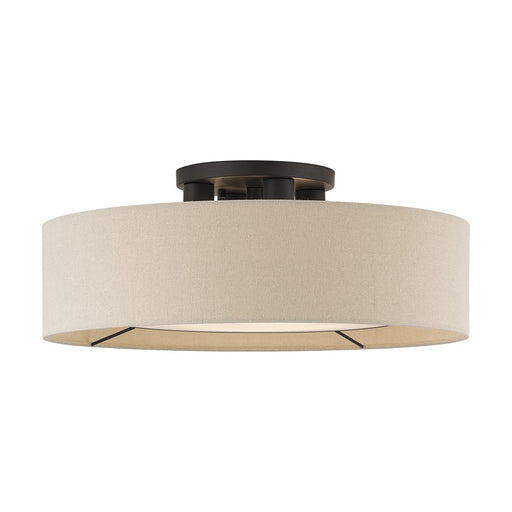 Livex Ellsworth 4Lt Large Semi-Flush, Bronze/Parchment Hardback - 50928-07