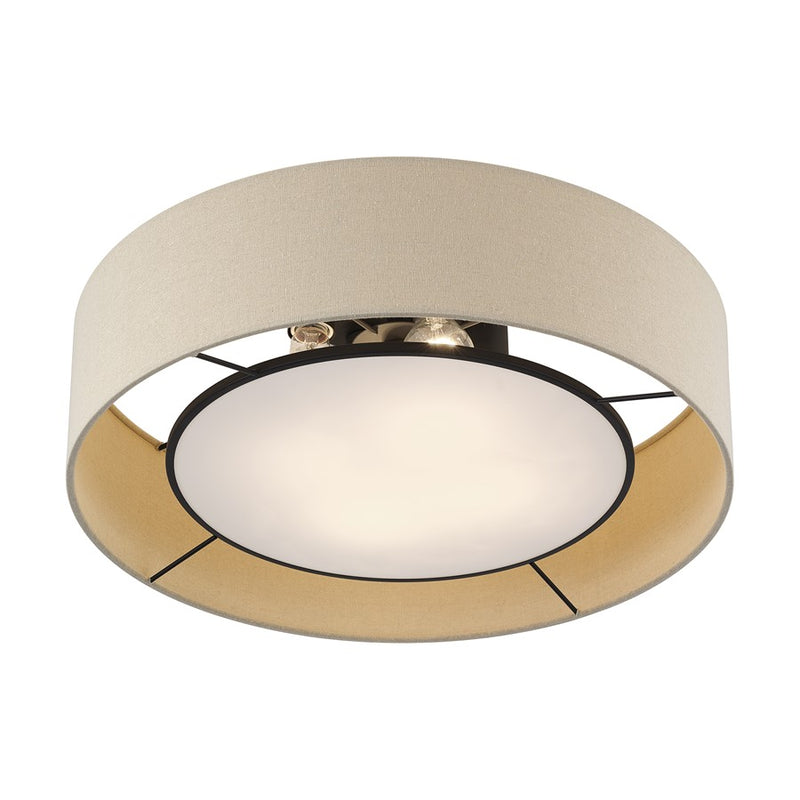 Livex Ellsworth 4Lt Large Semi-Flush, Bronze/Parchment Hardback